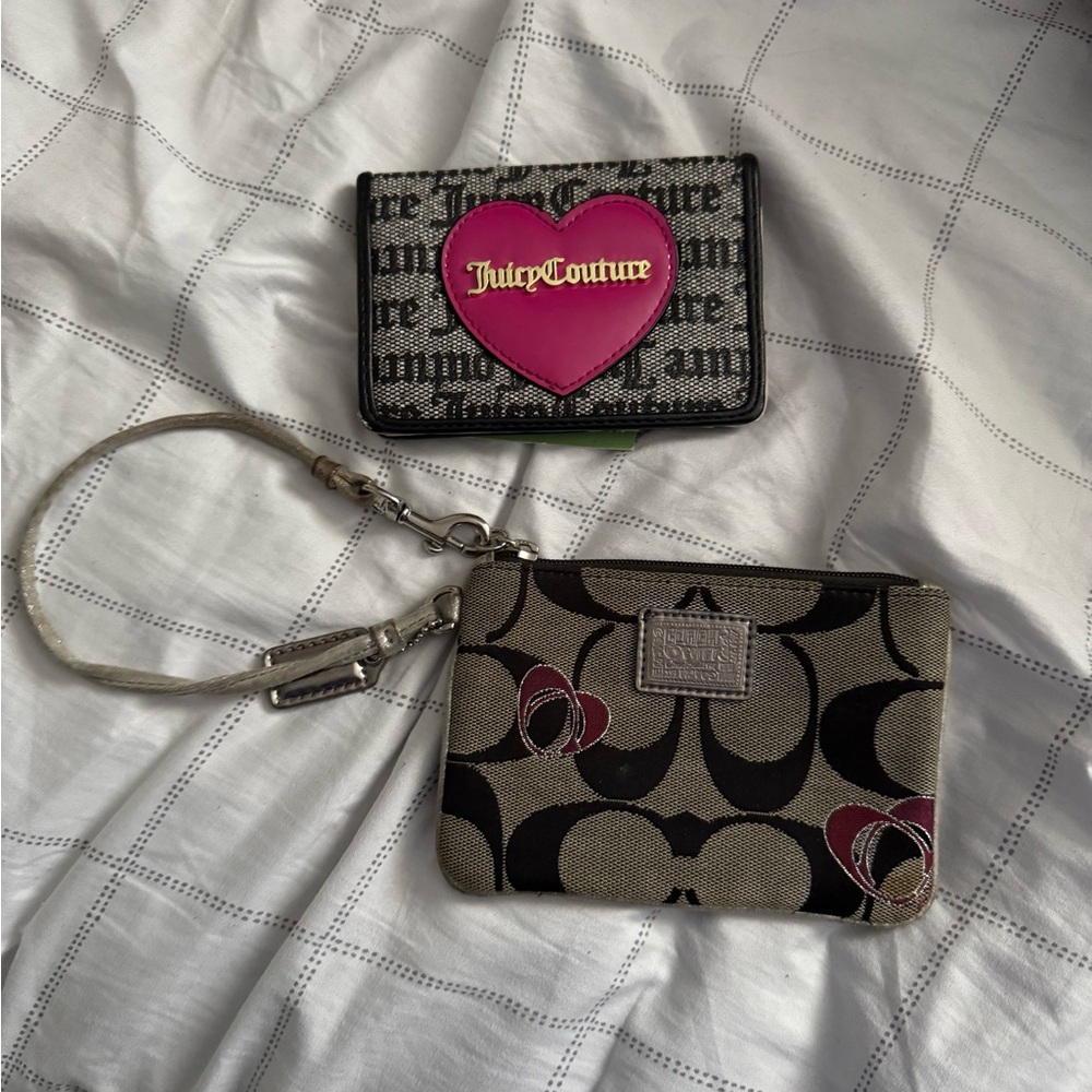 Coach Signature Wristlet in Black and gray and Juicy Couture
